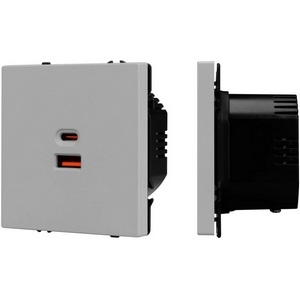 Механизм розетки с быстрой USB зарядкой SCT-NOBE-MUAC-SFPL-FC-IS (65W, QC3) (Arlight, Никель) 059447