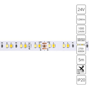 Светодиодная лента 2835 24V 12W/m mix 2700-6000К 5м Arte Lamp Tape A2414010-01-mix