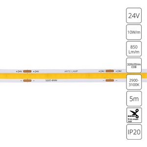 Светодиодная лента 24V 10W/m 3000К 5м Arte Lamp Lane A2432008-01-3K
