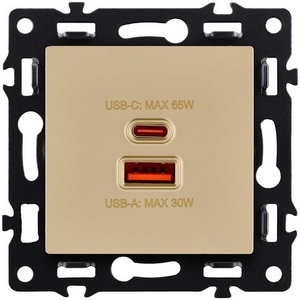 Розетка USB A+C 65W золотой Kollinger Asthetik AS-024GD