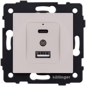 Розетка USB A+C 20W кашемир матовый Kollinger REA-037CM для Aspekt, Eleganz, Reflex