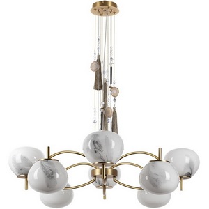Подвесная люстра Odeon Light Fiolent 5432/8 золотой(под латунь)/стекло/кисточка/агат E14 8*40W