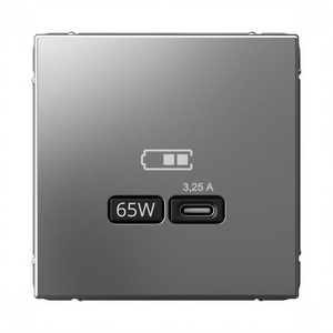 Розетка с быстрой зарядкой USB Type-C 65Вт (сталь) Systeme Electric GAL000927